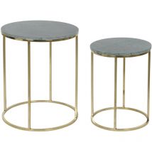 Dkd Home Decor - Table Auxiliaire Set 2 Aluminium Marbre 46X46X58