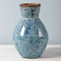 Vase haut évasé fleuri céramique 16x23cm