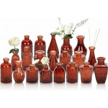 Vase Lot de 20 petits vases à bourgeons en verre ambré pour fleurs, vases à bourgeons transparents en vrac, vases vintage en verre transparent pour