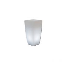 Tuttacasa - Vase carre' lumineux Home light en re'sine blanche glace / blanche 33x33x70 cm pour l'ameublement inte'rieur et exte'rieur