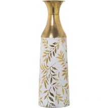 Vase Métal Doré/Blanc °17X54 Cm