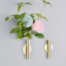 Vase mural suspendu créatif doré à fleurs, décoration de fond murale pour salon, entrée, DIY, 2pièce