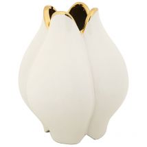 Mauro Ferretti - Vase à fleurs en céramique blanche avec contour doré Bud
