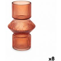 Giftdecor - Vase en verre rayé orange 9,5 x 16,5 x 9,5 cm (8 unités)