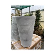 Elbi - Vase Rond Haut En Résine 'lilium' H 76cm Moderne Effet Rayé - Couleur : Blanc - Colore: Grey