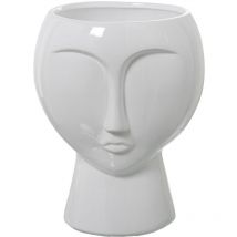 Fijalo - Vase Visage En Céramique Blanc Brillant °27X37 Cm