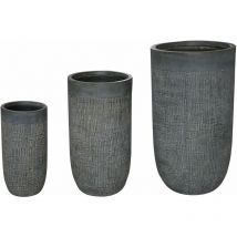 Gardeness - Vases de jardin élevés en fibre argilla anthracite 3 pièces Set Gerbera
