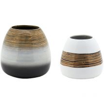 Vases en bambou naturel et blanc