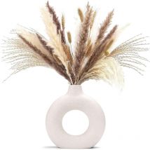 Vase Decoratif en Ceramique, Vase De Forme Ronde d'art Moderne, vases en céramique en Donut Blanc pour La Décoration Salon, Chambre à Coucher,