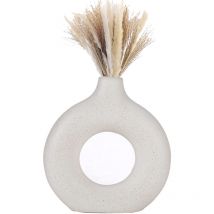 Vase Decoratif en Ceramique, Vase De Forme Ronde d'art Moderne, vases en céramique en Donut Blanc pour La Décoration Salon, Chambre à Coucher,