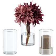 Relaxdays - Grand vase en verre, pour votre bouquet ou votre bougie, set de 3, h x d : 15 x 9,5 cm, transparent
