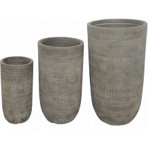 Gardeness - Vases extérieures hautes fibre Fibre Fibre Brun clair Ensemble 3 pièces Ibisco