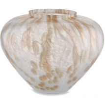 Vaso artigianale bianco e ambra pandora in vetro di Murano - Bianco, ambra