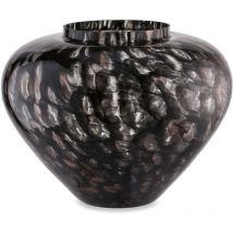 Vaso artigianale nero e ambra pandora in vetro di Murano - Nero, Ambra