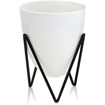 Vaso autoinnaffiante POPPY SMALL – Ø 11,5 x H 13 cm – Polipropilene bianco opaco, Acciaio nero opaco – ORESTELUCHETTA