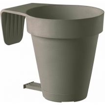 Vaso balconiera E-Smart Ø20xH20 cm in resina con sottovaso e distanziale - LightGray