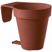 Vaso balconiera E-Smart Ø20xH20 cm in resina con sottovaso e distanziale - Brown