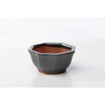 Vaso bonsai ottagonale 12 cm smaltato verde