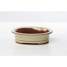 Vaso bonsai smaltato ovale cm. 15 Avorio