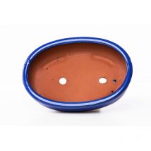 Vaso bonsai smaltato ovale cm. 25 Blu