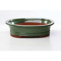 Pollice Verde - Vaso bonsai smaltato ovale cm. 30 Verde pisello