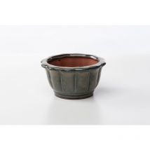 Vaso bonsai tondo 12 cm smaltato verde oliva