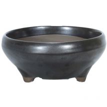 Vaso bonsai tondo smaltato nero cm. 15