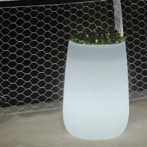 Camelia High Vaso Rotondo Con Luce Per Piante E Fiori Molto Resistente. Carica Solare E Batteria Ricaricabile. Luce Rgb E Realizzata In Polietilene In