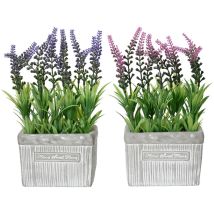 Vaso con lavanda artificiale 13x7xH24 cm – Plastica – 2 colori assortiti – Everlands