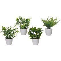 Vaso con pianta artificiale 8xH21 cm – 4 modelli assortiti – Decorazione senza manutenzione – Qualità premium