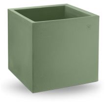Vaso cubo in resina 'Cosmos' 55 cm. Mimetic Green