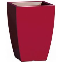 Quadratische Vase Cromia Prisma mit Dekoration aus Harz 'Made in Italy' 33 x 33 x 50 cm -Rot