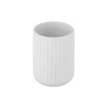 Bicchiere Portaspazzolino Belluno, Bicchiere da Bagno in Ceramica Soft Touch, ø 8x11 cm, Bianco - Wenko