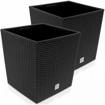 Deuba Vaso da Fiori 35L/64L VAso con Manici Resistente alle Intemperie Effetto Rattan 2x - 35 Ltr. - anthrazit