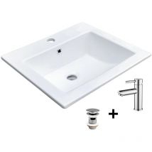 Vaso empotrado rectangular 50x43cm + grifo + desagüe lina