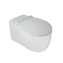 Hatria - Vaso a terra con brida filo muro bianco lucido Nido - Senza copri wc