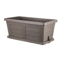 Vaso fioriera rettangolare effetto legno cm 80x40x34h Bama con sottovaso colore: cappuccino