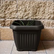 Vaso Gaia Quadrato 25x25 cm Colore Grigio Con Sottovaso Self Waterer
