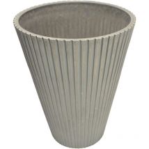 Vaso tondo a righe da esterno giardino in fibra di argilla Caprifoglio - White