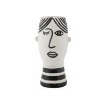 Vaso in porcellana bianco con disegno nero 13,2x11,8x26,3cm Face