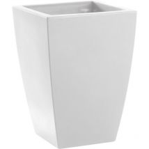 Vaso quadrato resina logos cm. 40 bianco