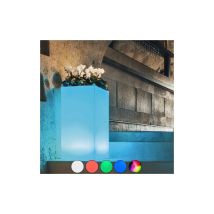 Vaso Cube Top Bright Led Multicolor Con Batteria E Solare In Polimero Monacis - Cm 40x40x80 H