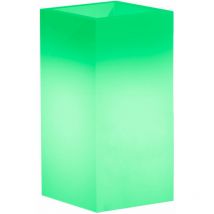 Monacis - Quadratische leuchtende Vase 'Cube', mit Dekoration, für den Außenbereich und Garten 'Made in Italy' 40 x 40 cm -80 cm / Grün / Mit Kabel