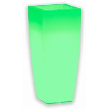 Leuchtende Vase 'Stilo Square Bright' mit Dekoration, mit led, für den Außeneinsatz 'Made in Italy -Grün / Square 39 cm / Mit Kabel