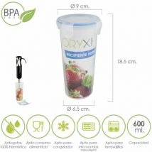 Gobelet Doseur Rond en Plastique Hermétique 600 ml. Ø 9x18,5 (H) cm.