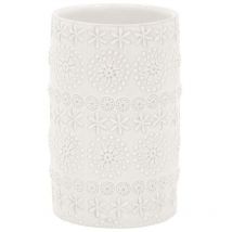 Vaso de Porcelana relief Blanco Spirella