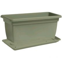 Vaso Rettangolare + Sottovaso in Plastica ppl Colore Verde 80x40x34H cm 63 Litri (mega) 80x40x34H cm Colore Verde Rosmarino