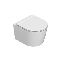 Vaso sospeso senza brida in ceramica 43x36 cm Globo Forty3 FOS06BI Bianco - Ceramica - Con copri wc soft close