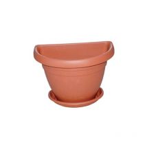 Vaso + sottovaso mezzotondo mimosa ICS pp terracotta cm 30x20 h.cm 22 (6 pezzi) ICS