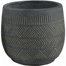 Vaso tondo basso da giardino in fibra di argilla antracite 18x18x16 cm Cistus